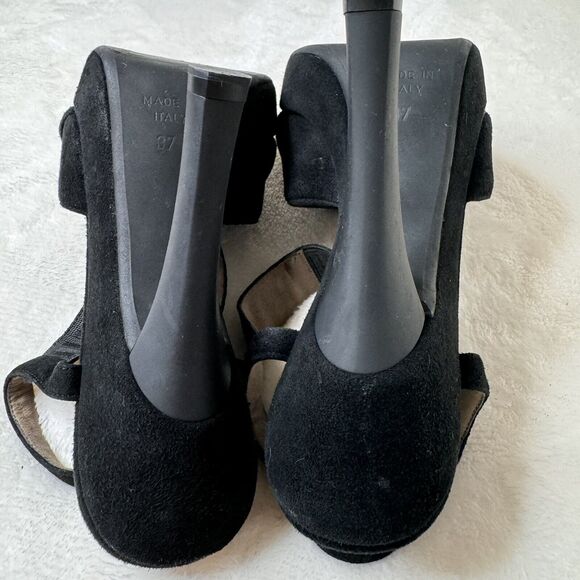 Marni Evening Peep Toe Sling Back Suede Platform Heels Artsy Size 37 Rare - Picture 8 of 9